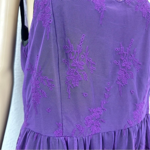 Kensie purple Dress Lace Overlay Fit & Flare Party Whimsigoth Fairy Goth sheer L - Picture 9 of 16